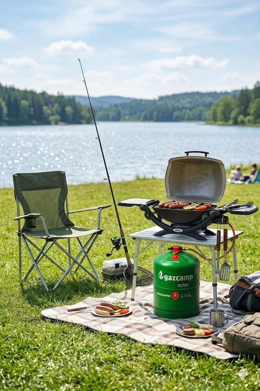 Gazcamp GC2750 Butangasflasche gefüllt, 2,75 kg, Stahl, nachfüllbar, Sicherheitsventil CGV, für Camping & Outdoor