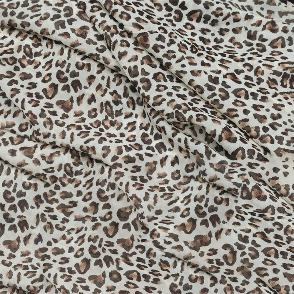 Motivo leopardato, tessuto decorativo in chiffon, patchwork, tessuto stampato leopardato, al metro, larghezza 150 cm, per fai da te, cucito, borse, accenti per la casa, 500 cm