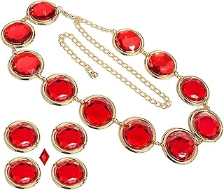 Genérico Cinto de corrente com pedras acrílicas vermelhas, cinto de corrente vermelho para cosplay de anime, correntes para a cintura de disfarce, cintos ajustáveis com elos para vestidos de mulher