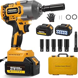 1200NM 1/2'' pistola de impacto bateria 21V 3000RPM atornillador de impacto 2X 4.0Ah batería llave de impacto de alto par Nivel de 3 velocidades para coches, DIY, autocaravanas,cortacéspedes