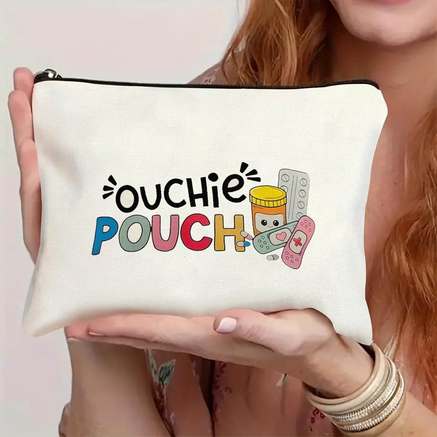 Medicine Storage Pouch with Diabetes, Medicines Bag, and Medical Supply Designs, White Canvas Zipper Cases, Multi-Use Functionality (Gift for Birthdays, Graduation, Christmas) (Style C) - Image 8