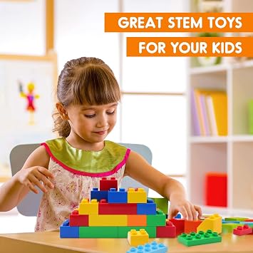 Large Building Blocks for Toddlers 3-5 with 2 Piece Baseplates, Big Building Bricks for Kids, Educational Toys for Children Boys Girls All Ages, Compatible with Duplo Building Bricks.