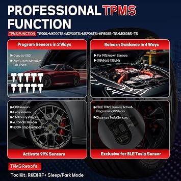 Autel MaxiTPMS TS900, Scanner & TPMS Programming Tool 2-in-1, Upgrade of MK900BT, MK900TS, MS906TS, MX900, MK900, All System Diagnosis, 40+Services CAN FD/DoIP Program Autel MX Sensors