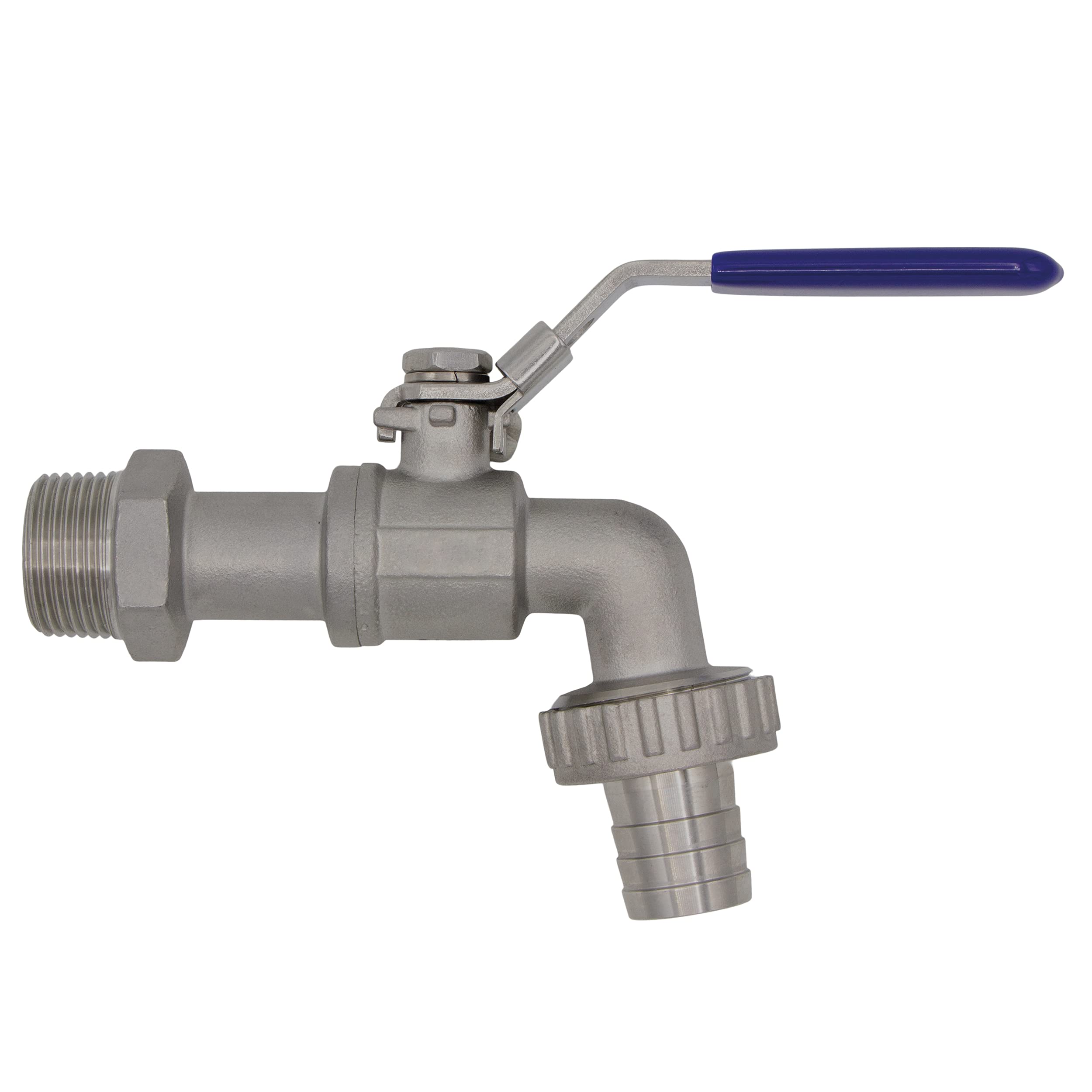 VARIOSAN 11343 Robinet à tournant sphérique, 3/4", en acier inoxydable, verrouillable, avec raccord pour tuyau