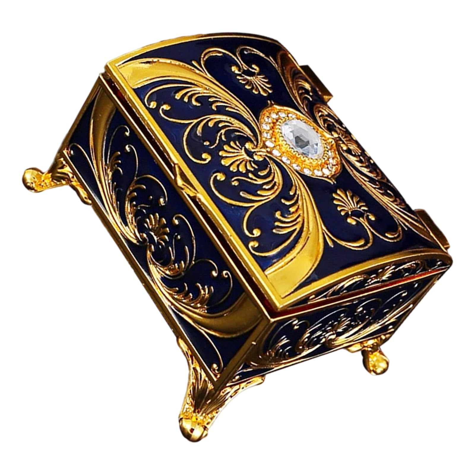 ZBIianxer Enameled Floral Jewelry Box with European Designs and Diamonds Accent for Home Decoration Old Jewelry Storage