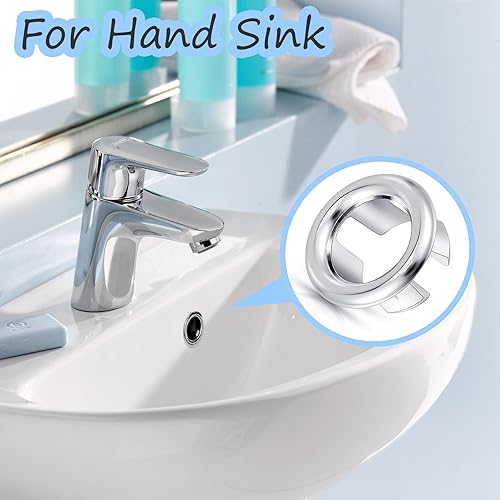 Miniatura 6 de Paquete de 4 fundas para anillo de desbordamiento para fregadero de baño de cocina, agujero redondo de desbordamiento, tapa de desagüe, inserción en