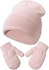 Baby Beanie Hat Gloves Set, Kids Winter Warm Knit Hat with glvoes,Toddler Soft Beanie for Little Boys Little Girls Children