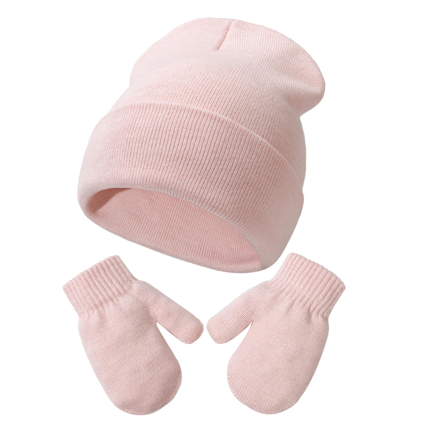 Baby Beanie Hat Gloves Set, Kids Winter Warm Knit Hat with glvoes,Toddler Soft Beanie for Little Boys Little Girls Children
