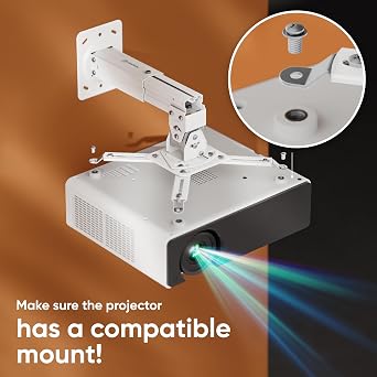 ONKRON Projector Ceiling Mount, 22 lbs Load Capacity, Height Adjustable Projector Mount Ceiling & Wall, Swivel and Tilt, Extendable Arm, Universal Mounting Bracket for Home Cinema, Office, White