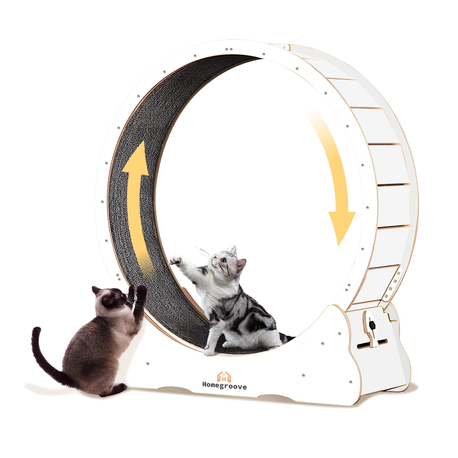 Homegroove Cat Running Wheel, 45" Large XL Cat Exercise Wheel Treadmill with Carpeted Runway, Sport Toy for Kitty’s Longer Life (XL, White)