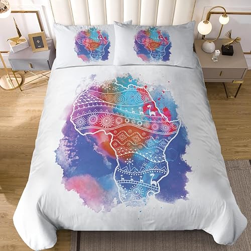 Miniatura 9 de Sleepwish Juego de ropa de cama con mapa del mundo para niños y niñas, juego de funda de edredón de 3 piezas con mapa azul acuarela, juego de cama