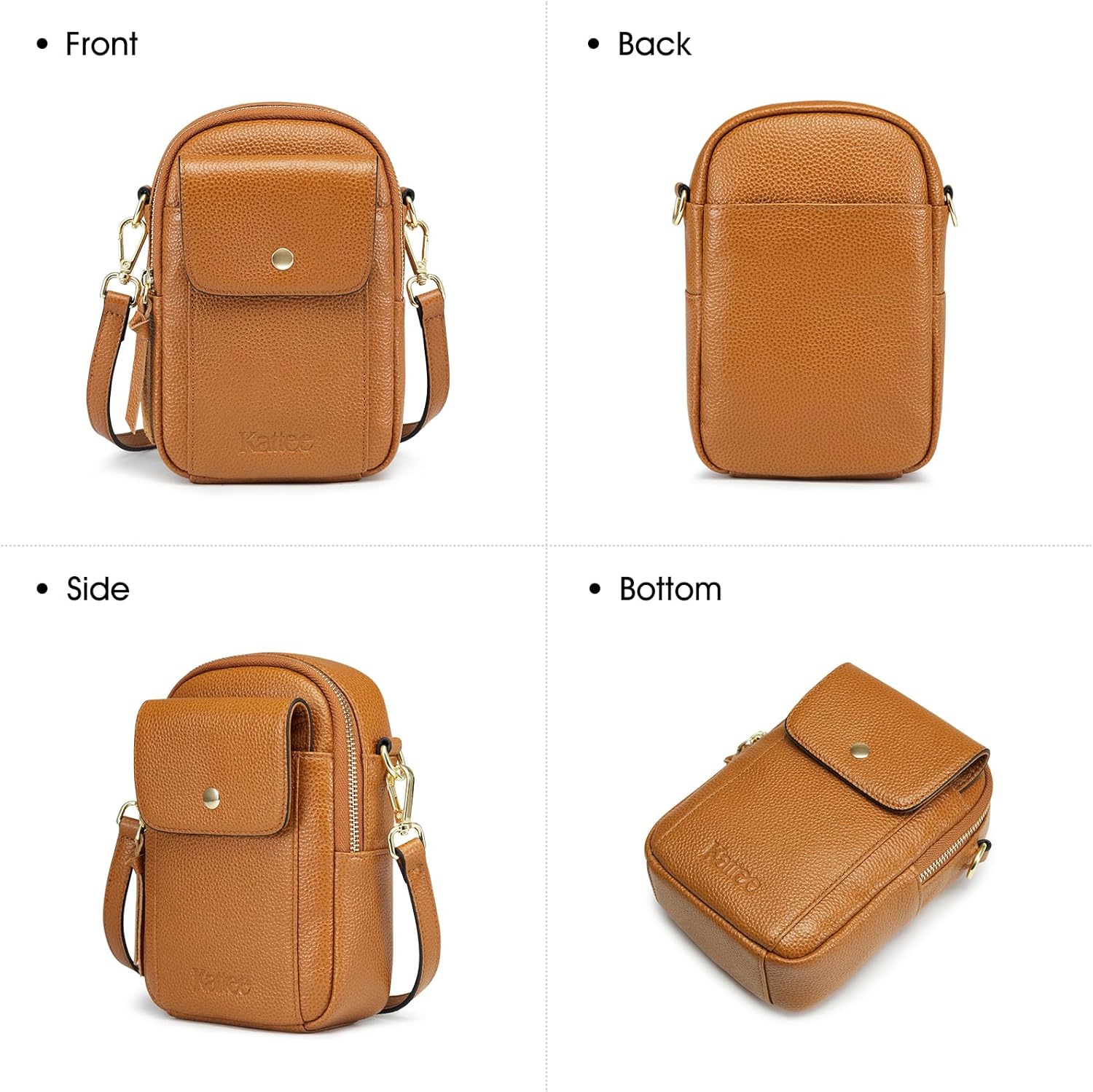 Kattee Small Leather Crossbody Bags for Women, Crossbody Cell Phone Purses Shoulder Handbags with Card Slots, RFID Blocking - Image 7