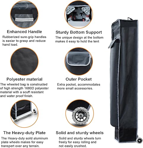 Miniatura 2 de Eurmax Bolsa con ruedas resistente de Estados Unidos, toldo desplegable universal, bolsa de almacenamiento con ruedas para toldo instantáneo de 10 x