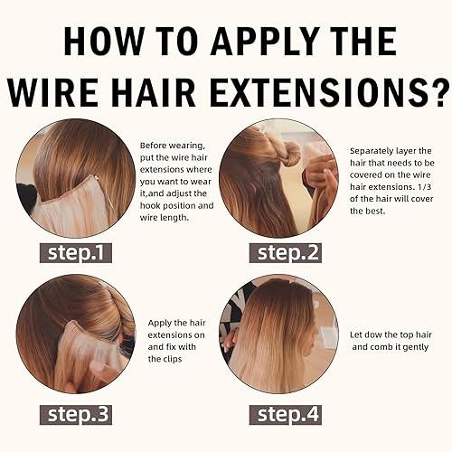 Miniatura 5 de RUNATURE Extensiones de cabello humano de una pieza de cola de caballo negro azabache, extensiones de cabello humano lacio con alambre invisible