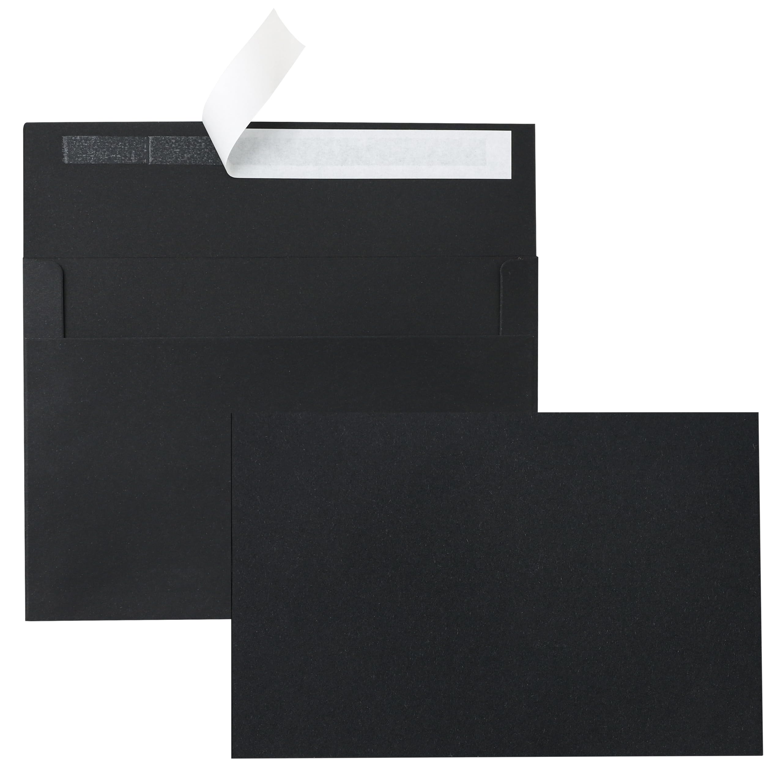 Silunkia 100 Packs Black Blank Greeting Cards with Envelopes 4 x 6 Heavyweight Single Panel Cardstock and A4 Envelopes Printable Self Seal for