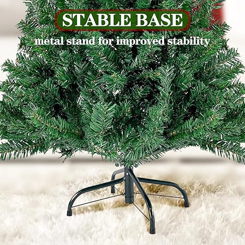 Miniatura 4 de ptlsy Árbol de Navidad de pino artificial con bisagras de 8 pies con soporte de metal sólido y decoraciones apto para interiores y exteriores, 1500