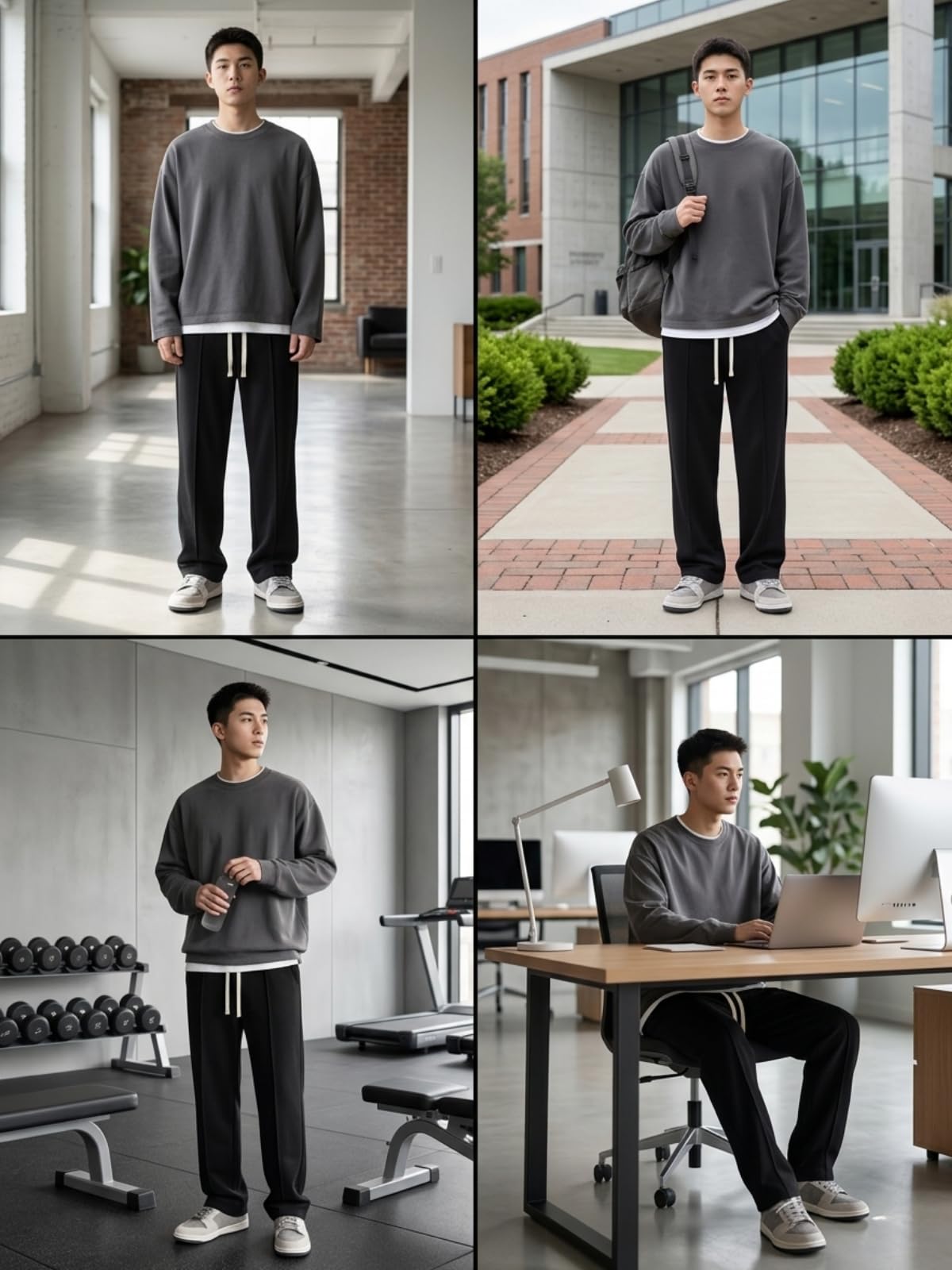 GRECIILOOKS Męskie spodnie cargo Lycra Loose Fit Korean Style Casual Travel Wear 2 szt. (dostępne w dużych rozmiarach i 2 sztuki)