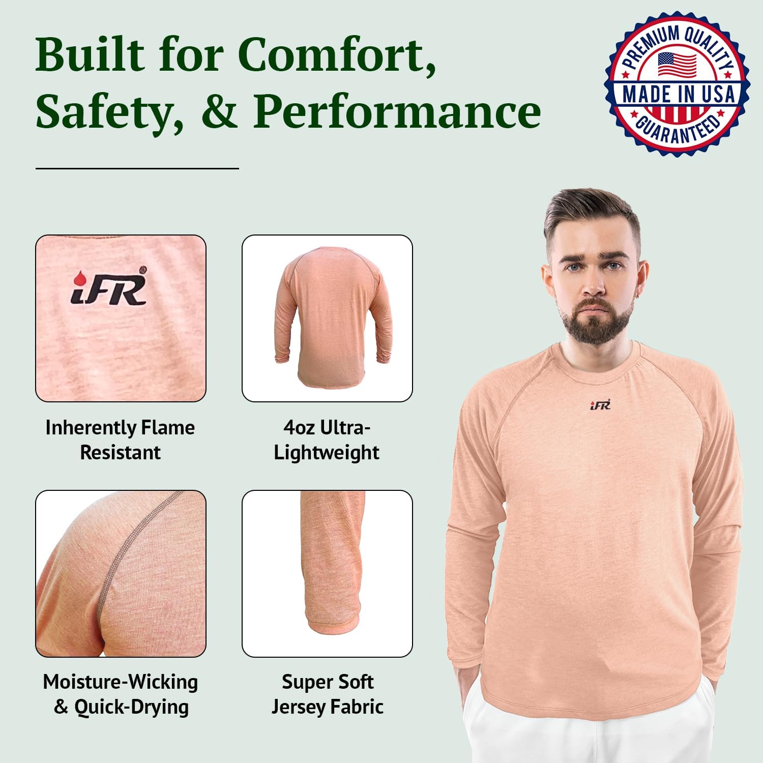 iFR Base Layer - Mens Long Sleeve Tee Shirts - Fire Resistant Shirts for Men - Fire Resistant Clothing