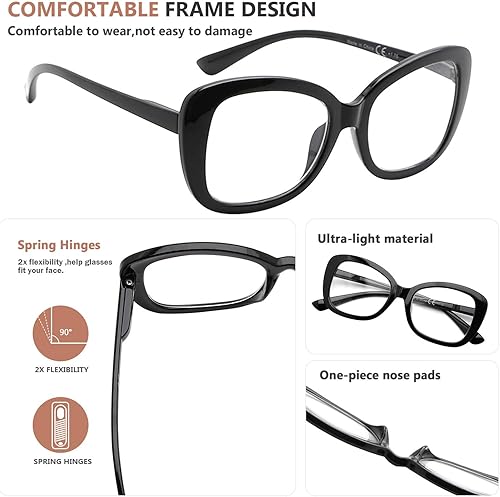 Miniatura 4 de Eyekepper Gafas de lectura elegantes para las mujeres de gran tamaño lectores - Negro +2.75