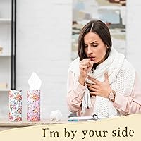 Vista 6 de Cunhill Paquete de 8 soportes para pañuelos de automóvil con tejido facial, cilindro a granel, cajas redondas para viajes, apto para portavasos