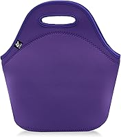 Vista 11 de LOVAC Lonchera de neopreno aislada para hombres, lonchera reutilizable, duradera e impermeable, suave y ligera (negro y gris)