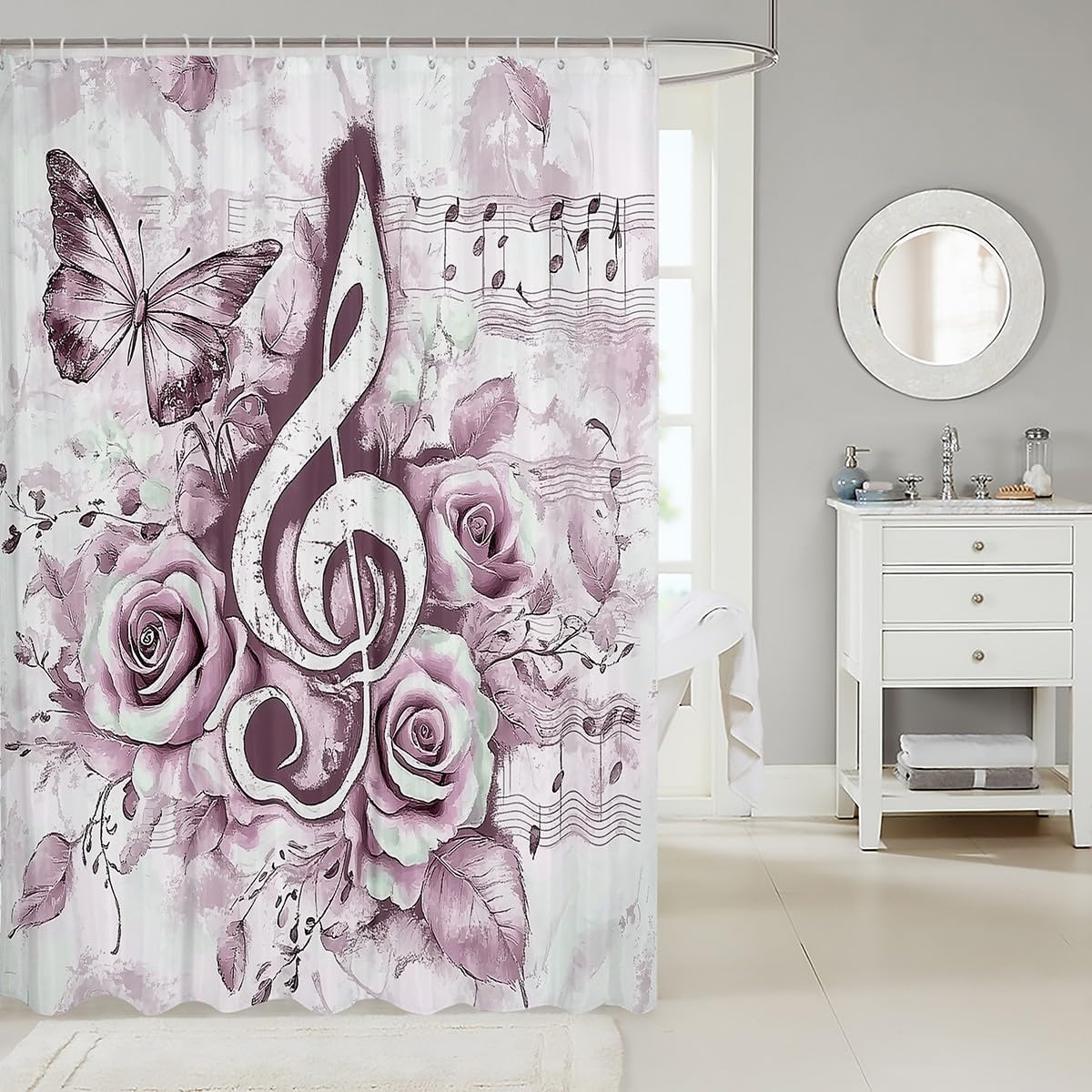 jejeloiu Music Shower Curtain for Bathroom Decor 72"x72" image 2