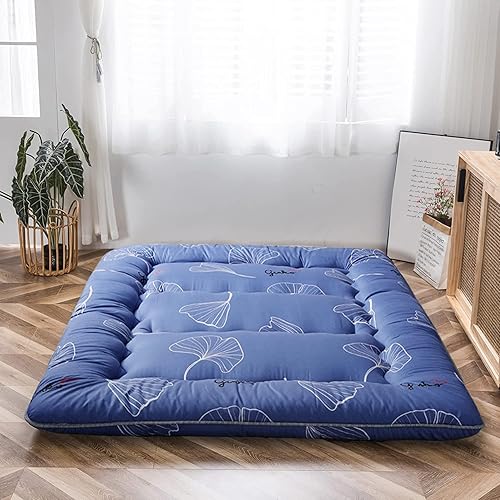 Miniatura 6 de MAXYOYO Colchón de futón japonés con estampado de hojas, tatami, portátil, para campamento, colchoneta para dormir, plegable, enrollable, tumbona,