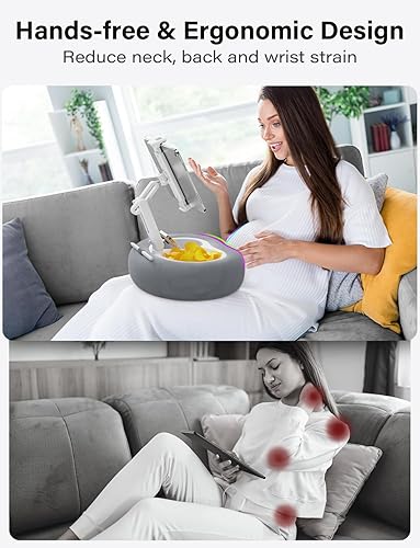 Miniatura 4 de Soporte de almohada para tablet Kindle con 2 bandejas para teléfono de 4 a 13 pulgadas, soporte para teléfono  tabletaKindle iPad soporte para cama