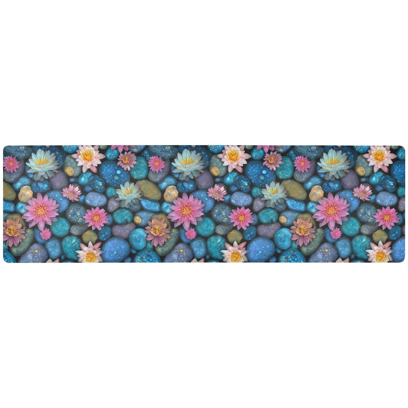 Colorful Pebbles and Flowers Navy Blue Long Trivets for Hot Pots and Pans Heat Resistant Trivet Runner and Waterproof Pad for Pressure Cooker 39.40 '' X 11.80'' Hand Washable Pioneer Woman