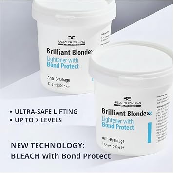 Ugly Duckling Professional Blonding Set | Brilliant Blondexx Lighener with Bond Protect & 30 Vol Developer & Intense Pearl Blonde Cream Toner