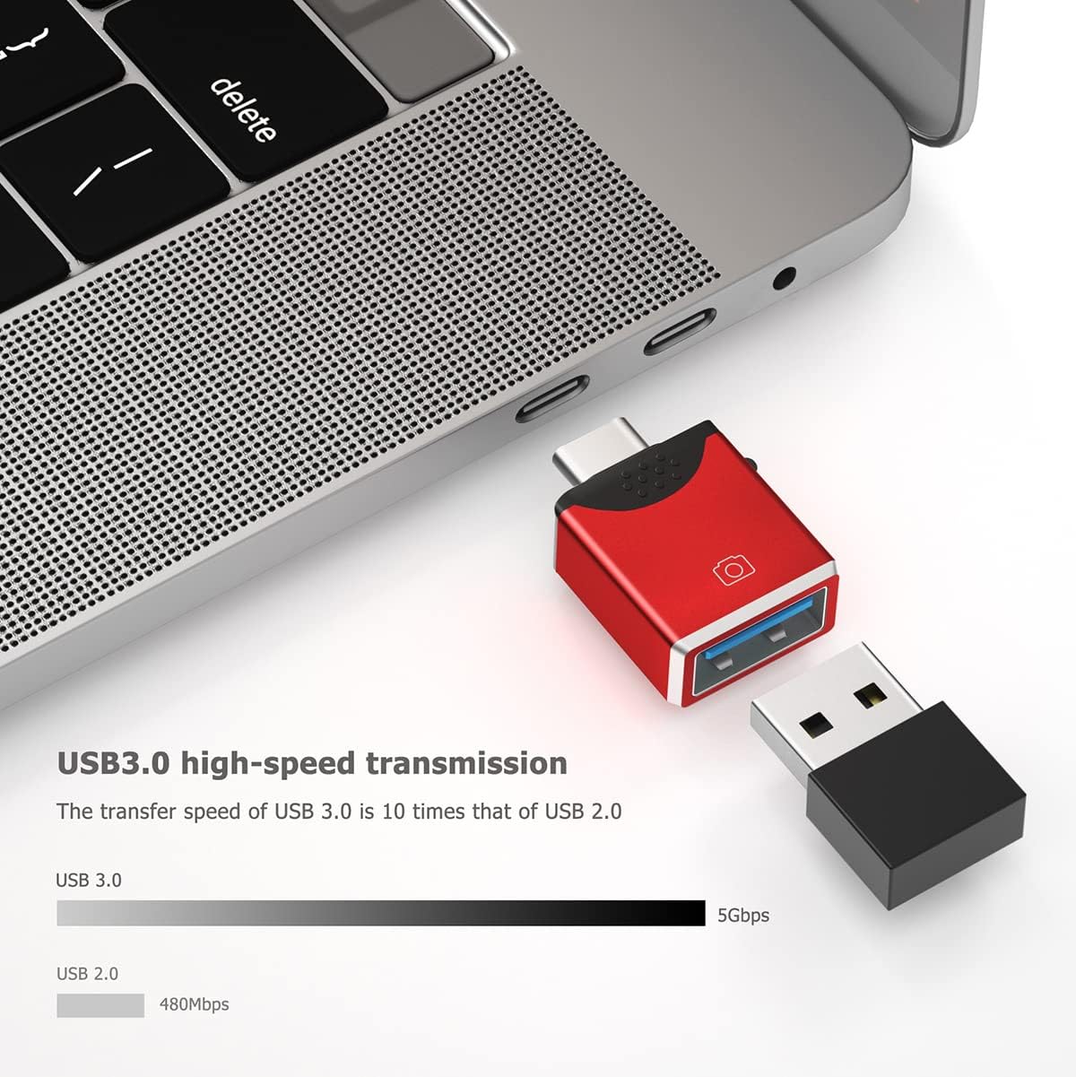 TargetGo USB C Adapter [2 Pack], USB C Male to USB 3.0 Female OTG Adapter 5Gbps High-Speed Data Transfer, for MacBook Pro 2020, iPad Pro 2020, Samsung Notebook 9, Dell XPS(Red)