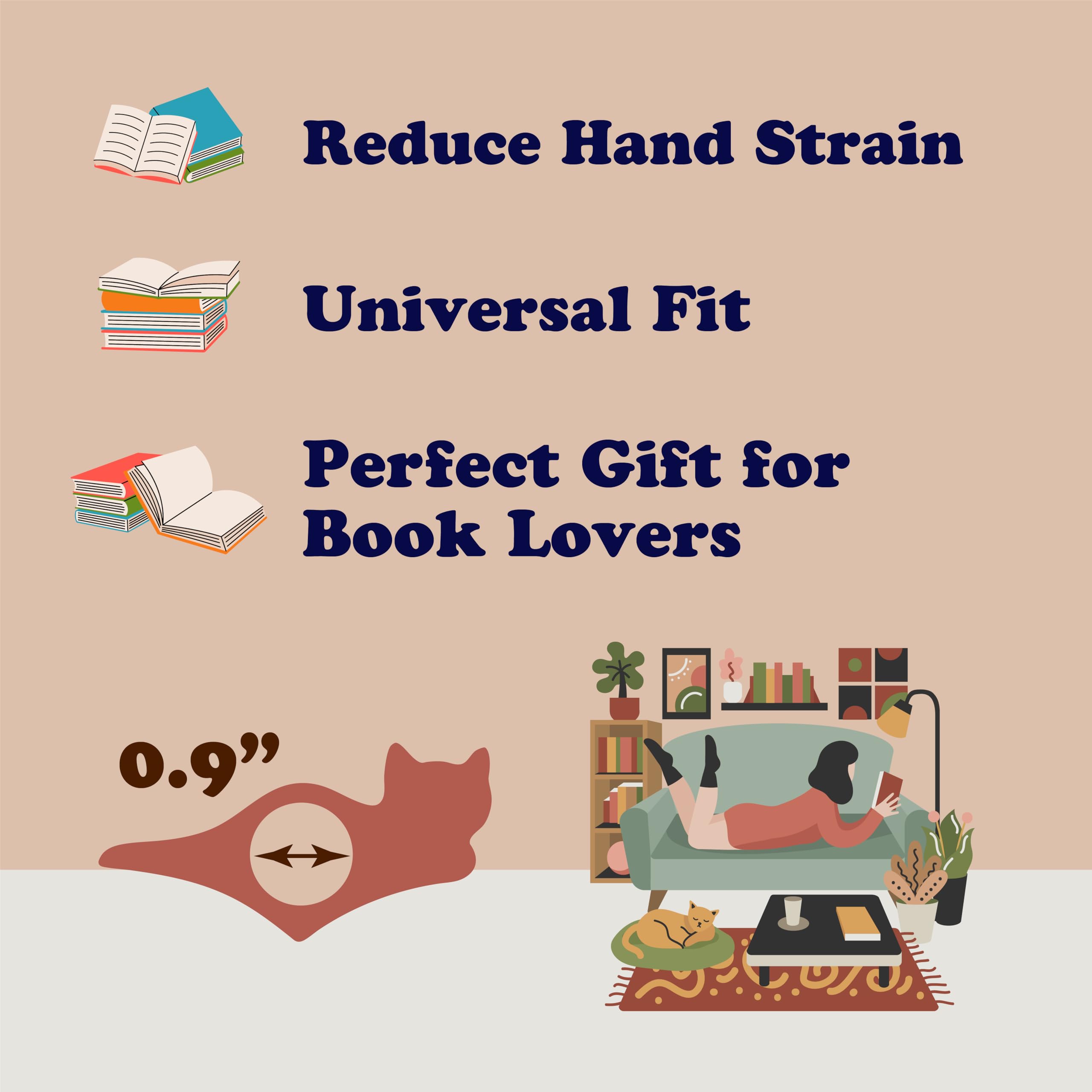 Soporte para páginas de libros de gatos, accesorio de lectura, amantes de los libros y regalos de gusanos de biblioteca, fabricado en Estados Unidos (leer leer repetir el sueño)