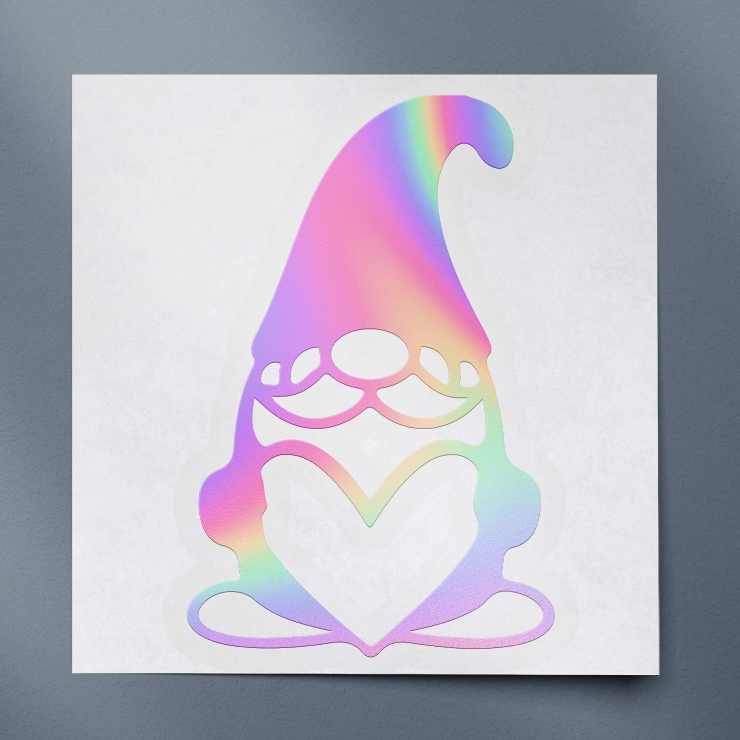 Transparent Decal Stickers of Gnome and Heart (Hologram) Premium Waterproof Vinyl Decal Stickers for Laptop Phone Accessory Helmet Car Window Mug