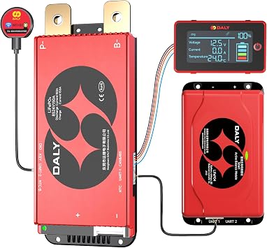 DALY BMS Balance 24V 150A Display - Smart 1A Active Balance BMS 8S with 3 Inch LCD Screen WiFi Bluetooth Module Supports RS485 CAN for Mobility Scooters Electric Wheelchairs