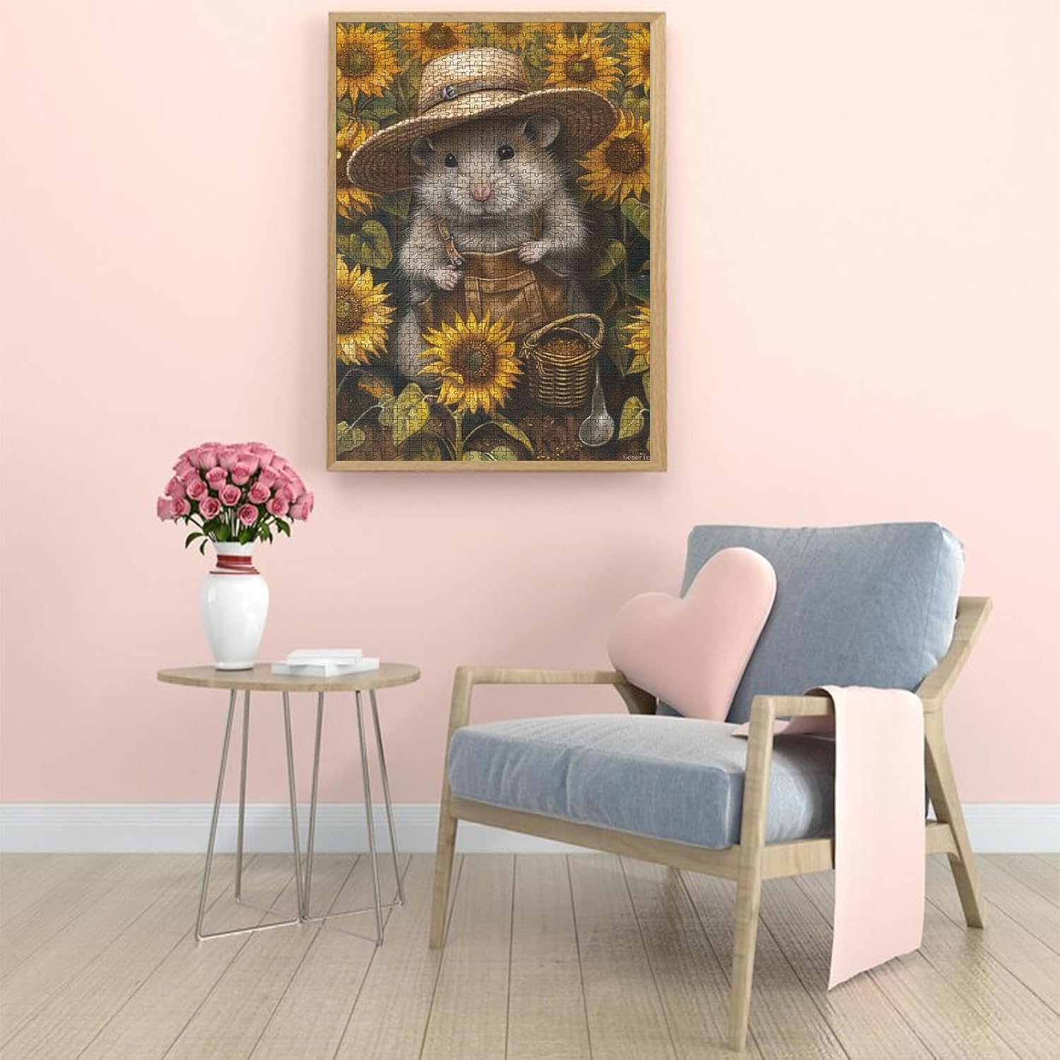 Sunflower Hamster Jigsaw Puzzle 1000 Pieces for Adults Wall Hanging Puzzles Intellectual Decompressing Fun Family Game Puzzle Game Toys Gifts 19.7x27.6in