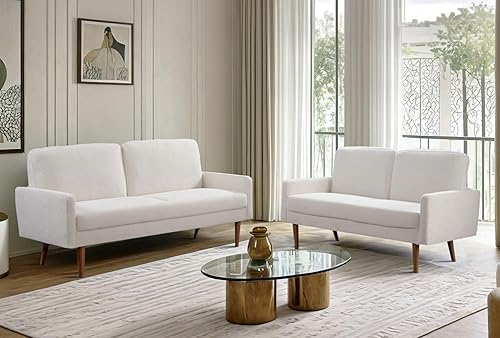 Kent - Juego de sofá y sofá biplaza de terciopelo de 2 piezas, estilo europeo con un toque moderno y vintage, sofá tapizado de 5 plazas, asientos