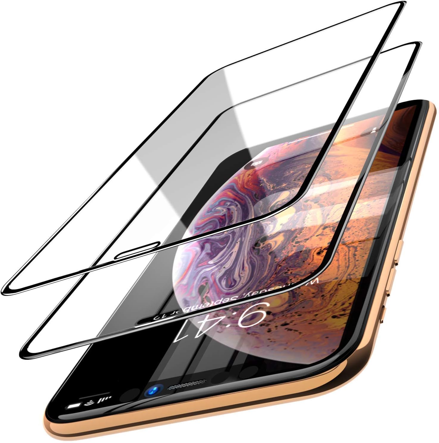 TOZO for iPhone XS Max/iPhone 11 Pro Max Screen Protector [ 3D Bent Full Frame ] Premium Tempered Glass (2 Pack) 9H Hardness for iPhone XS Max / 11 Pro Max 6.5 inch