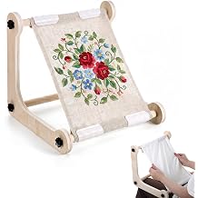 Adjustable Embroidery Table Stand, Cross Stitch Hoop Stand, Wood Embroidery Hoop Holder, Hands-Free Cross Stitch Scroll Frame Needlepoint Stands for Arts Crafts Sewing Needlework Crossstitch Supplies