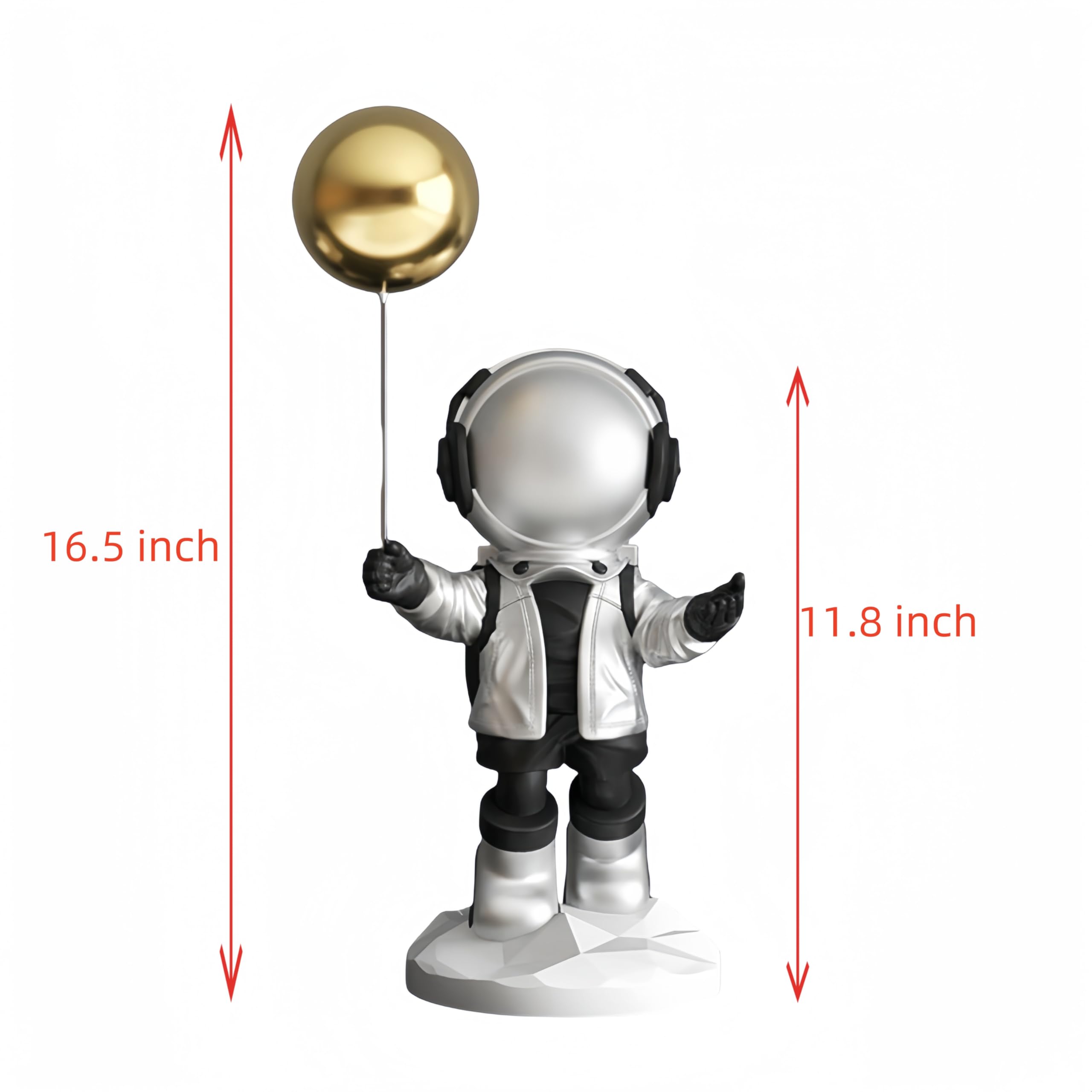 Statua astronauty dekoracje imprezowe duża figurka kosmonauta, centra handlowe, salon, biuro, biurko, półka na książki, dekoracja domu (srebrna, mała)