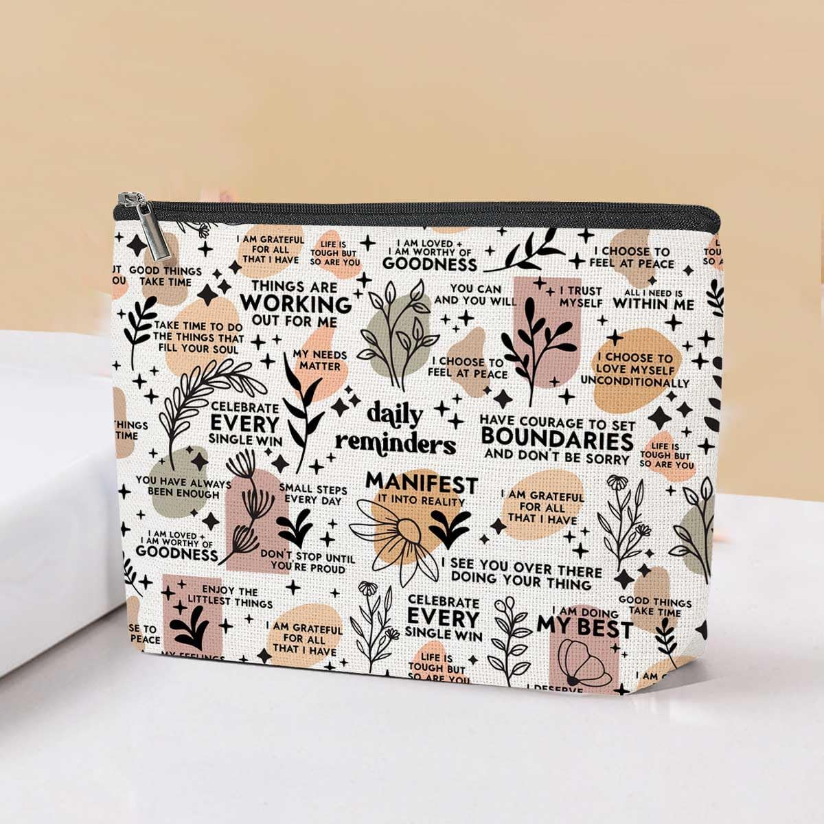 Bolsa de cosméticos para regalo de cumpleaños para mamá, bolsa de maquillaje para enfermera, regalos inspiradores de salud mental para mujeres y hermanas, LCS Multicolor 00548, 9.6 × 7 × 2 inches