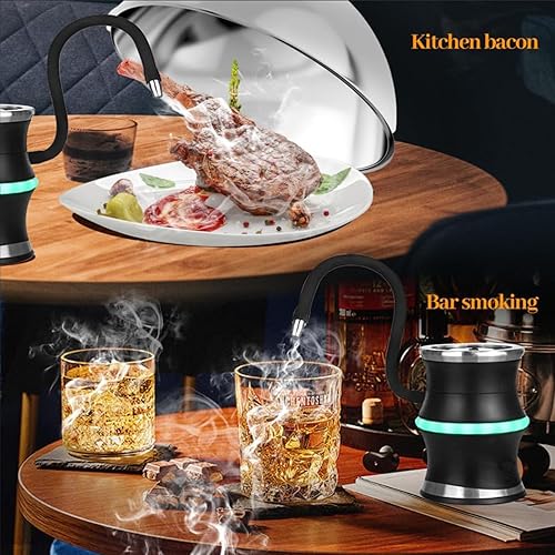 Miniatura 3 de Kit de ahumador de cóctel de whisky, chips de madera de 4 sabores, 3 niveles de salida de humo, fumadores a la antigua, juego de ahumar bebida de