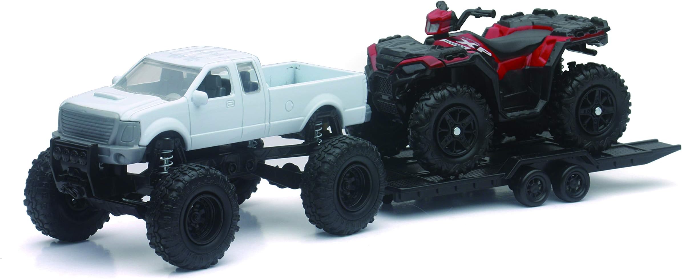 NewRay Toy Replica 4x4 Lifted Pickup Truck with Polaris Sportsman XP1000 ATV