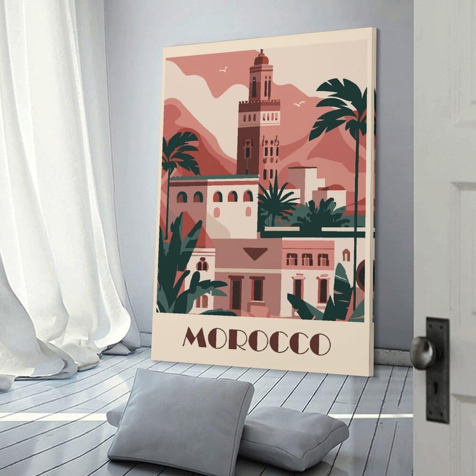 Junmoney Frame-Style-4 Morocco Travel (6) Canvas Wall Art 20X30inch(50X75cm), For Home Lounge, Bedroom Or Reading Nook, Eye Catching Artwork For Blank Walls