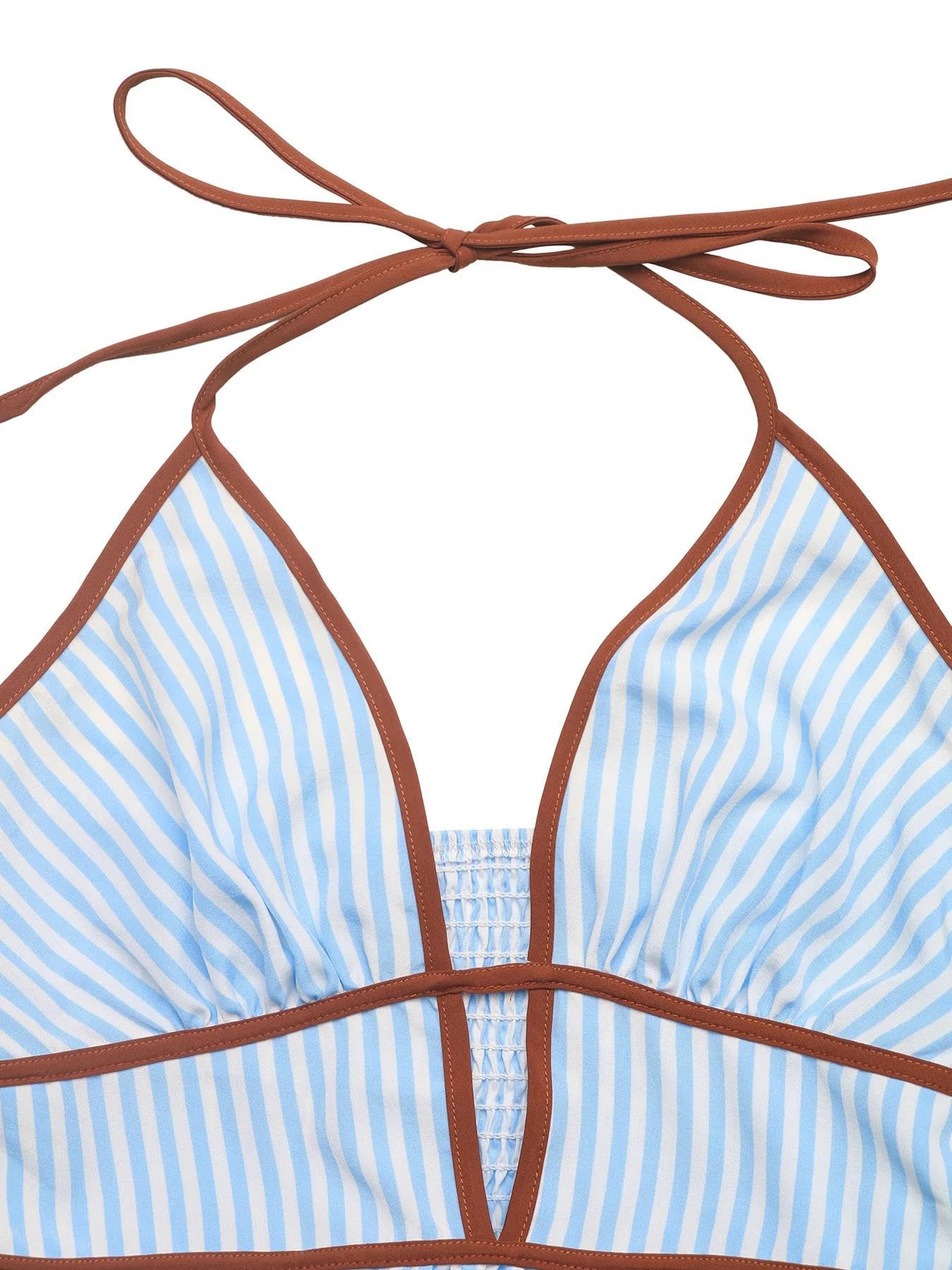 Vestido largo de verano para mujer, elegante, vintage, casual, delgado, a rayas