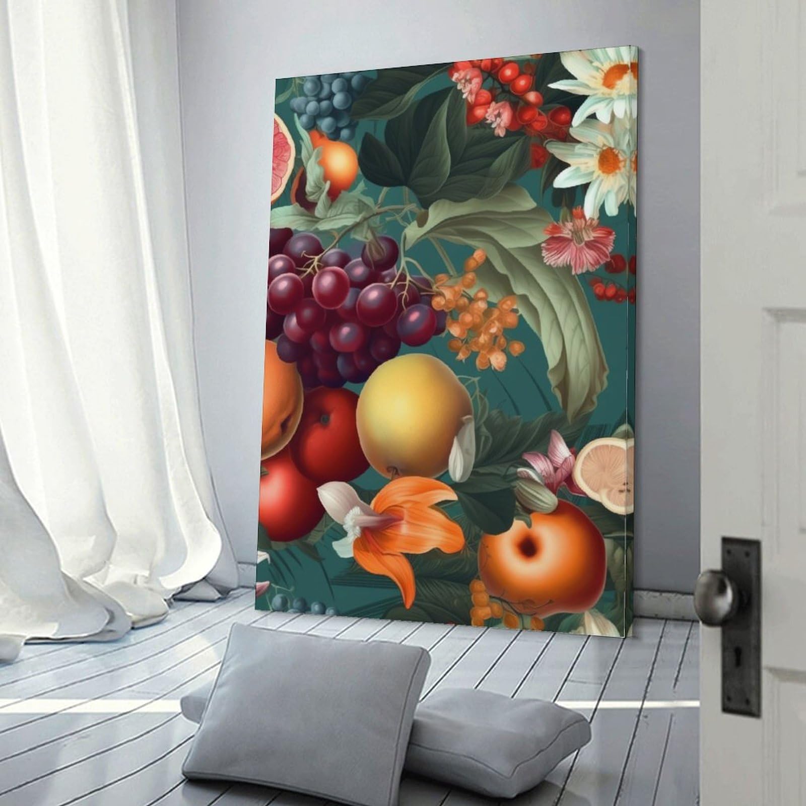Amazon.co.jp: 絵画 果物と葉の油絵インテリア 絵画 果物の写真 アート 
