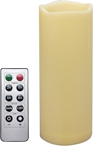 iZAN 1 vela LED sin llama para exteriores con control remoto y temporizador, de larga duración, impermeable, parpadeante, funciona con pilas, vela