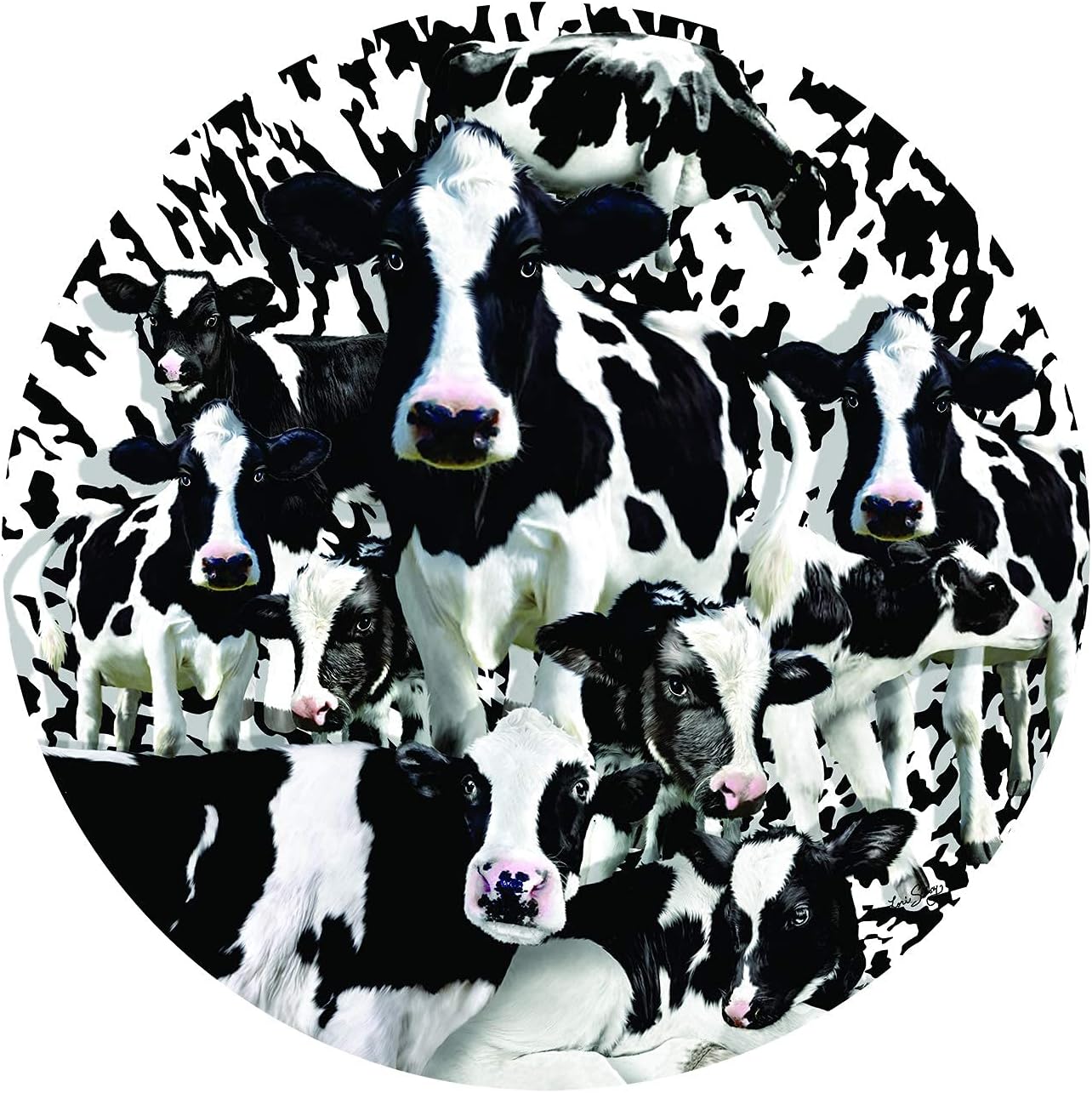 SUNSOUT INC - Herd of Cows - 1000 pc Round Jigsaw Puzzle by Artist: Lori Schory - Finished Size 26" rd - MPN# 35102