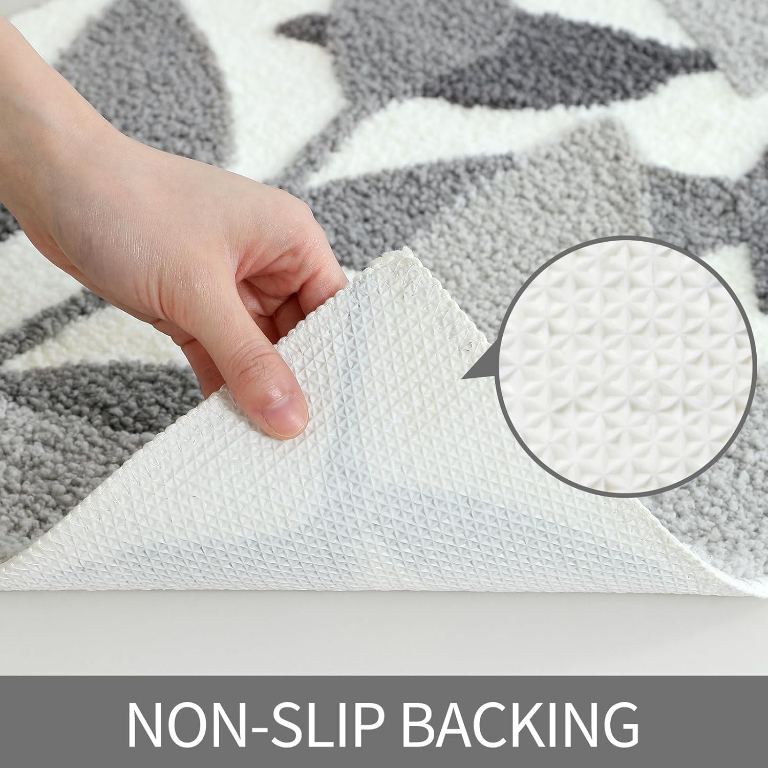 Gibelle Grey Bathroom Rug, Non-Slip Strong Water Absorbent Plush Microfiber Bath Mat, Machine Washable Small Bathroom Floor Mat, Cute Leaves Bathmat Indoor Doormat, 18"x26"