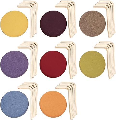 Miniatura 9 de Juego de 8 taburetes apilables, taburete redondo de madera maciza de color sólido de 17 pulgadas de alto, esquinas redondeadas, asientos flexibles
