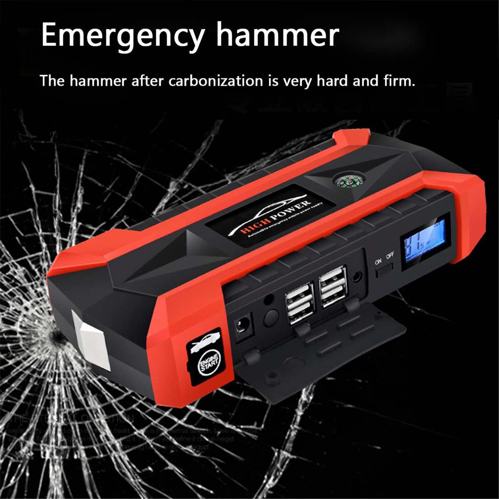 CUTTE Auto Portable Power Bank Car Jump Starter Arrancador de Emergencia Booster Multifunción Dual USB Portable Power Pack Cargador de Teléfono Móvil con Puerto USB